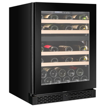 Load image into Gallery viewer, CELLA - 39 Bottle - Freestanding Or Under Counter Wine Cabinet - Dual Zone Wine Cooler - 595mm Wide - W39D-BLACK - Chilled Solution