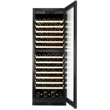 Load image into Gallery viewer, CELLA - 154 Bottle - Freestanding Or Built In Wine Cabinet - Dual Zone Wine Cooler - 595mm Wide - FWS154D-BLACK - Chilled Solution