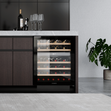 Load image into Gallery viewer, Dometic D46B – Freestanding | Built-In Wine Cooler – 595mm Wide – 46 Bottles – Black Glass Finish – Dual Temperature Zone – Wine Fridge – 9620000648 | Chilled Solution