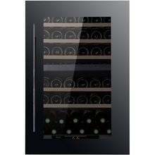 Load image into Gallery viewer, Pevino PI48D-B wine cooler - 42 Bottles - Dual Zone - Integrated wine fridge -Black Glass Front - 555mm Wide - chilledsolution