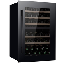 Load image into Gallery viewer, Pevino PI48D-B wine cooler - 42 Bottles - Dual Zone - Integrated wine fridge -Black Glass Front - 555mm Wide - chilledsolution