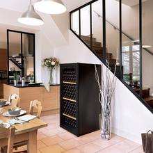 Load image into Gallery viewer, Artevino Oxygen - 182 bottles - Freestanding Wine Cabinet - Single Zone Wine Cooler - Black glass door - 680mm Wide - OXM1T182NVND - chilledsolution