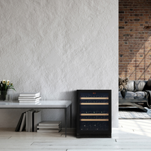 Load image into Gallery viewer, Pevino PNG46D-HHB Wine Fridge - 39 bottle - Built In - Dual Zone Wine cooler - 595mm Wide - Black glass front - chilledsolution