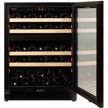 Load image into Gallery viewer, Pevino PNG46D-HHB Wine Fridge - 39 bottle - Built In - Dual Zone Wine cooler - 595mm Wide - Black glass front - chilledsolution