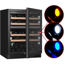 Load image into Gallery viewer, Pevino PNG46D-HHB Wine Fridge - 39 bottle - Built In - Dual Zone Wine cooler - 595mm Wide - Black glass front - chilledsolution