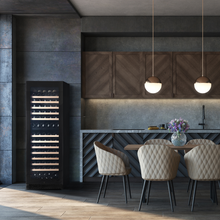 Load image into Gallery viewer, Pevino PNG180D-HHB Wine Fridge - Dual Zone Wine Cooler - 150 Bottles - Black glass front - 595mm Wide - chilledsolution