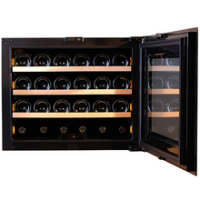 Load image into Gallery viewer, Pevino Pl24S-BP - Integrated Wine Cooler / Wine Fridge - Push Open 24 bottles - Single zone - Black Glass Front - 592mm Wide - chilledsolution