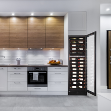 Load image into Gallery viewer, Pevino BI 96 Bottles - Built In / Freestanding Wine Cooler - Dual Zone Wine Cabinet - Black - 595mm Wide - PBI100D-HHB - chilledsolution