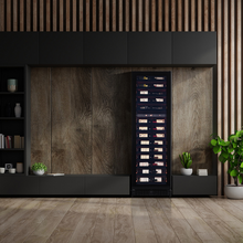 Load image into Gallery viewer, Pevino BI 96 Bottles - Built In / Freestanding Wine Cooler - Dual Zone Wine Cabinet - Black - 595mm Wide - PBI100D-HHB - chilledsolution