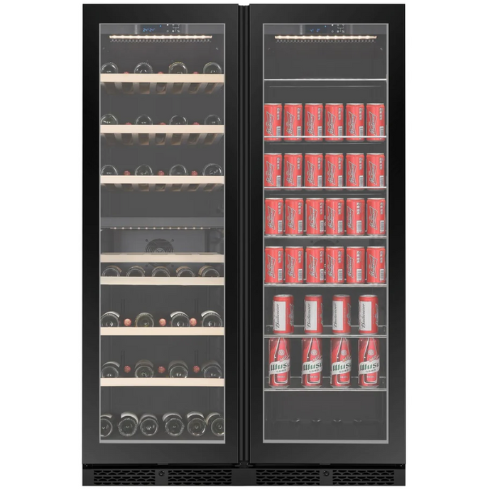 CELLA - 99 Bottle - Wine Fridge & Beverage Combination - Freestanding or Built In - Dual Temperature Zone - 119cm Wide - WBV122D-BLACK - Chilled Solution