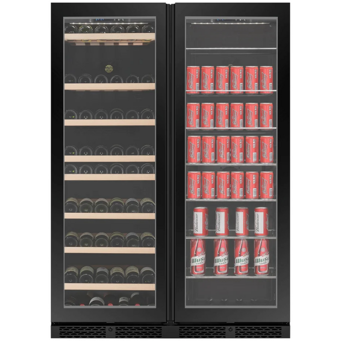 CELLA - 161 Bottle - Wine Fridge & Beverage Combination - Freestanding or Built In - Single Temperature Zone - 119cm Wide - WBV163S-BLACK - Chilled Solution 