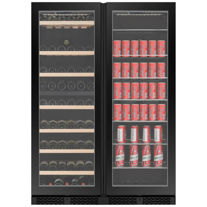 CELLA - 154 Bottle - Wine Fridge & Beverage Combination - Freestanding or Built In - Single Temperature Zone - 119cm Wide - WBV163D-BLACK - Chilled Solution