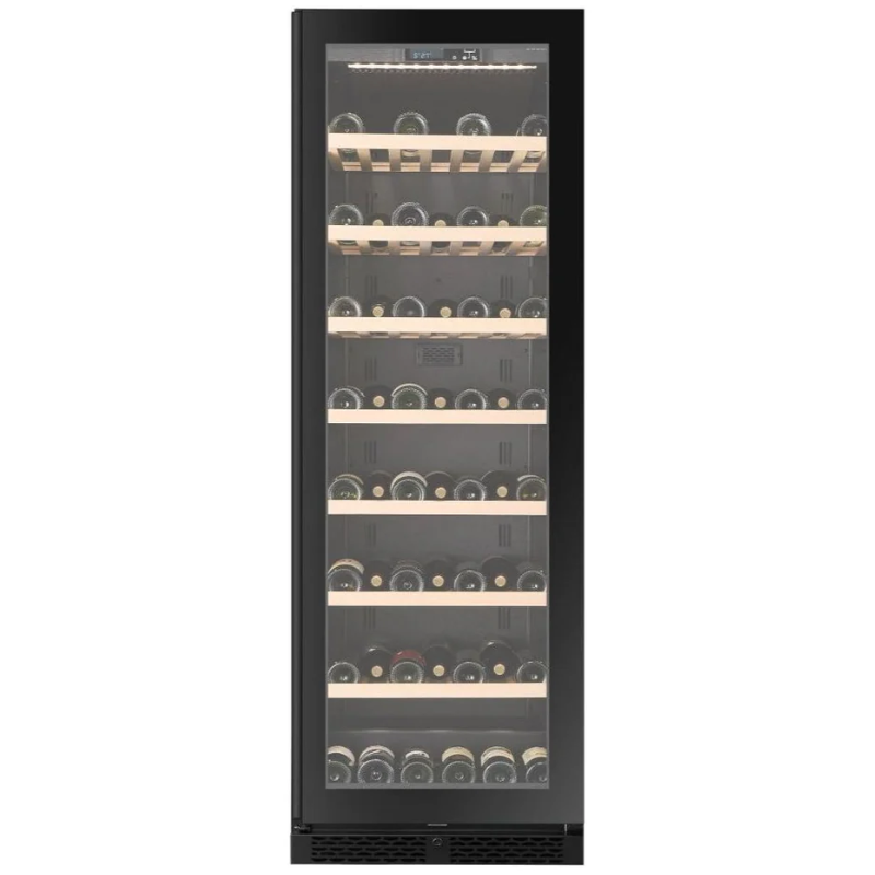 CELLA - 102 Bottle - Freestanding Or Built In Wine Cabinet - Single Zone Wine Cooler - 595mm Wide - W122S-BLACK - Chilled Solution 