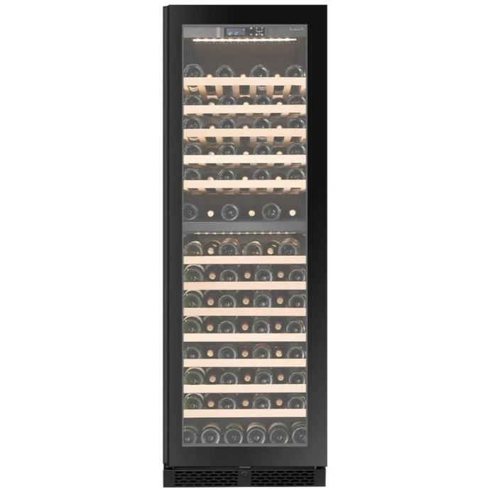 CELLA - 101 Bottle - Freestanding Or Built In Wine Cabinet - Dual Zone Wine Cooler - 595mm Wide - FWS93D-BLACK - Chilled Solution 