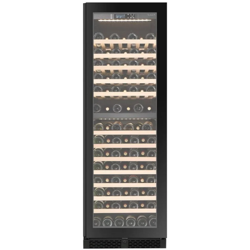 CELLA - 101 Bottle - Freestanding Or Built In Wine Cabinet - Dual Zone Wine Cooler - 595mm Wide - FWS93D-BLACK - Chilled Solution 