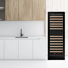 Load image into Gallery viewer, CELLA - 101 Bottle - Freestanding Or Built In Wine Cabinet - Dual Zone Wine Cooler - 595mm Wide - FWS93D-BLACK - Chilled Solution 
