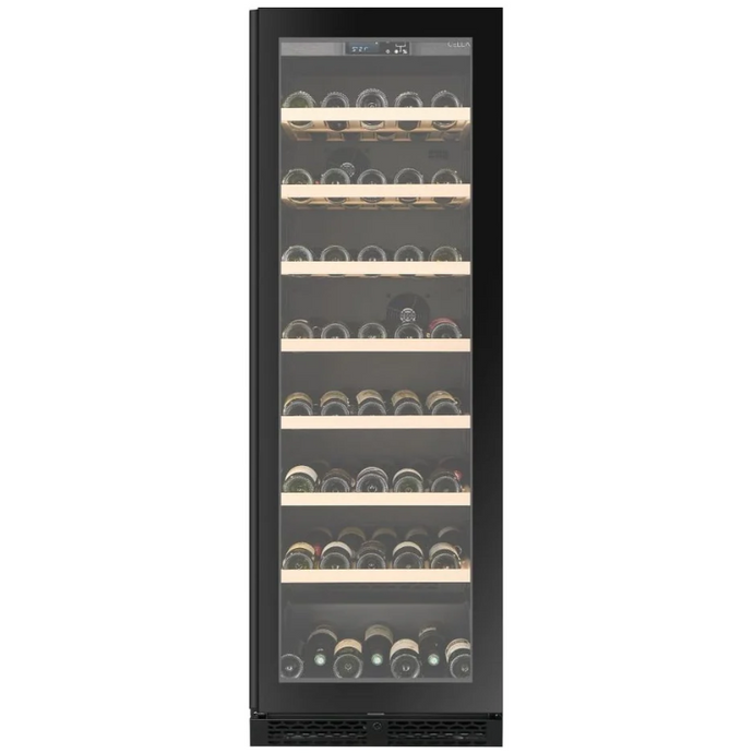 CELLA - 151 Bottle - Freestanding Or Built In Wine Cabinet - Single Zone Wine Cooler - 595mm Wide - W163S-BLACK - Chilled Solution