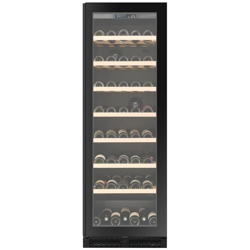 CELLA - 151 Bottle - Freestanding Or Built In Wine Cabinet - Single Zone Wine Cooler - 595mm Wide - W163S-BLACK - Chilled Solution