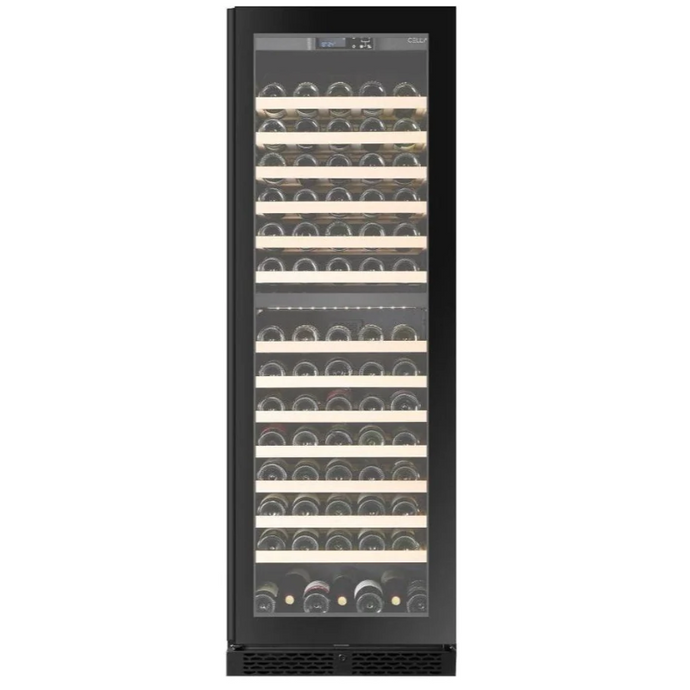 CELLA - 154 Bottle - Freestanding Or Built In Wine Cabinet - Dual Zone Wine Cooler - 595mm Wide - FWS154D-BLACK - Chilled Solution
