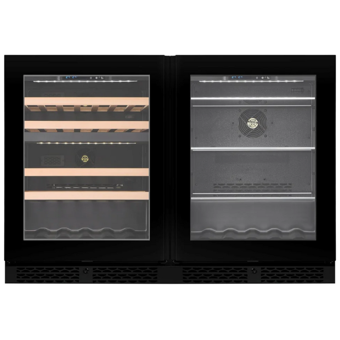 CELLA - 46 Bottle / 131 Cans - Wine & Beverage Combination Fridge - Freestanding Or Under Counter - Single Zone Drinks Fridge / Dual Zone Wine Fridge  - 595mm Wide - WBV46D-BLACK - Chilled Solution