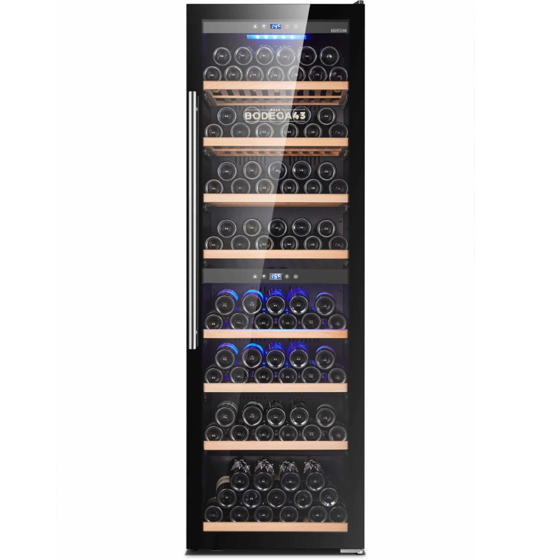 BODEGA43 - 180 Bottle - Dual Zone - Freestanding Wine Cooler - 595mm Wide - Black - B43180