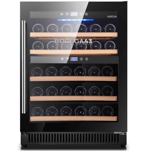 BODEGA43 - 40 Bottle - Dual Zone - Freestanding or Built In Wine Cooler - 595mm Wide - Black - B4340