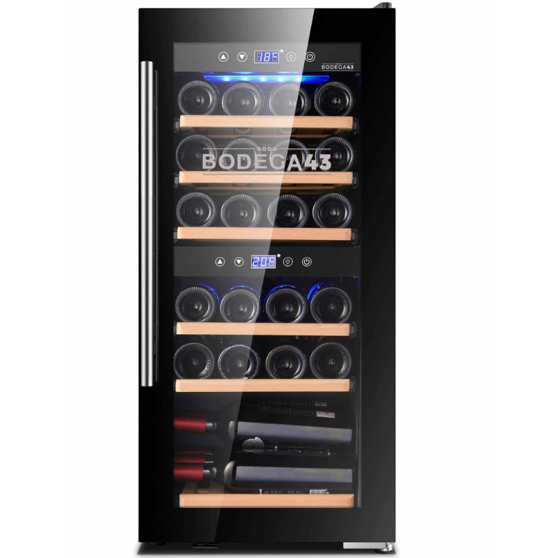 BODEGA43 - 24 Bottle - Dual Zone - Freestanding Wine Cooler - 395mm Wide - Black - B4324