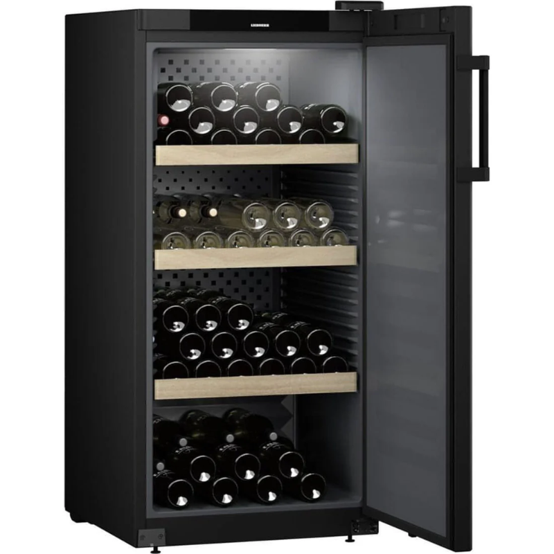 Liebherr WPbl 4201 GrandCru - Freestanding - Wine Cabinet - Single Zone - 141 Bottles - Solid Black Door - 597mm Wide - Chilled Solution