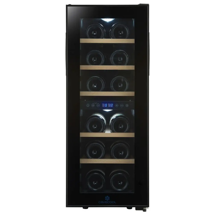 Cavecool Joy Larimar - 12 bottle - Dual Zone - Wine Fridge - Freestanding - 288mm Wide - Black - CC12DB - Chilled Solution