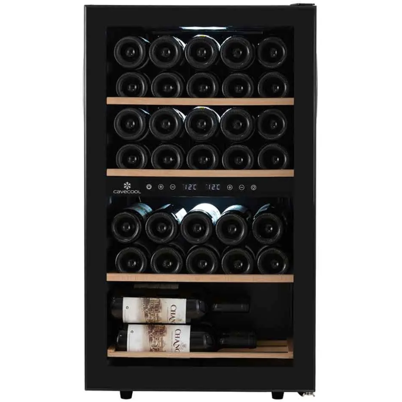 Cavecool Chill Ruby - 34 Bottle - Dual Zone - Wine Fridge - Freestanding - 480mm Wide - Black -  CC29DB-1 - Chilled Solution 