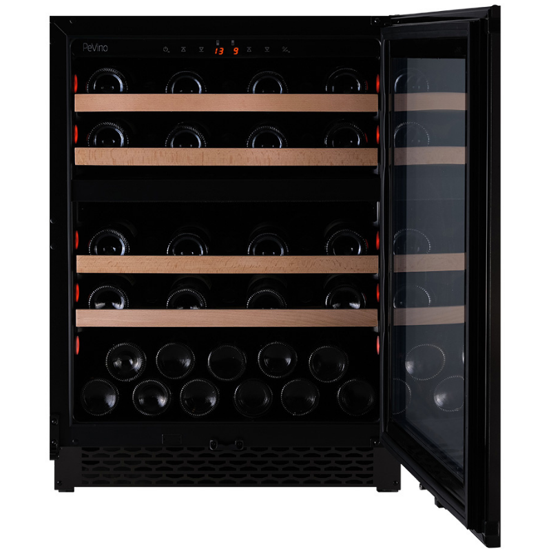 Pevino - PNG46D-HHBS - Built in Wine cooler / Wine Fridge - 39 bottles - Dual zones - Black steel - 595mm Wide - chilledsolution