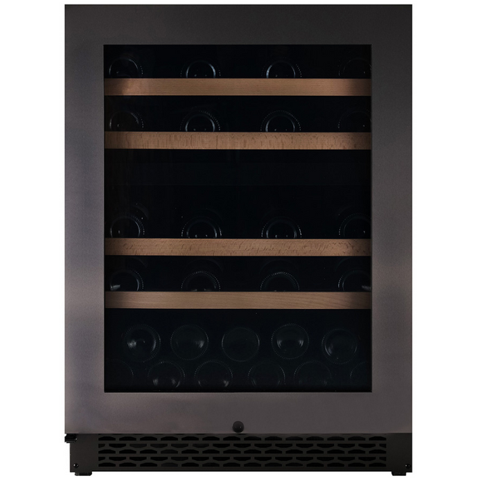 Pevino - PNG46D-HHBS - Built in Wine cooler / Wine Fridge - 39 bottles - Dual zones - Black steel - 595mm Wide - chilledsolution