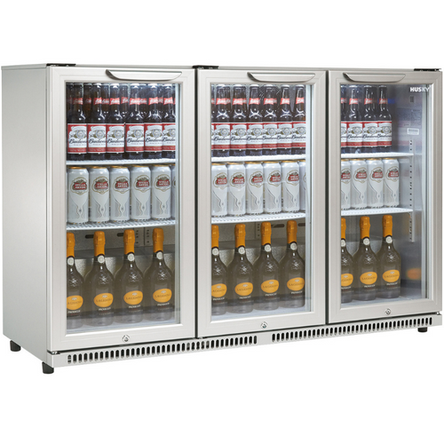 Husky - Triple Door Bar Fridge - Freestanding or Build In - Silver - 255 Bottles - 1350mm Wide - C3H-865-SR-UK-HU - chilledsolution