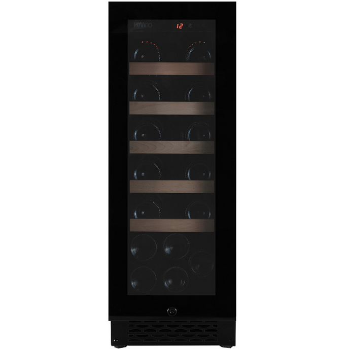 Pevino NG - Single Zone Wine Cooler - Built In Wine Fridge - Black glass front - 295mm Wide - 20 Bottles - PNG20S-HHB - chilledsolution