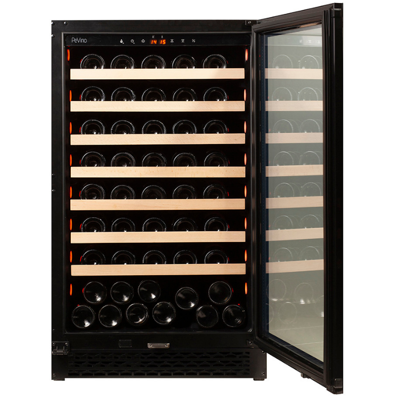 Pevino PNG88S-HHB - Single Zone Wine Cooler - Built In Wine Fridge - 83 bottles - Black glass front - 595mm Wide - chilledsolution