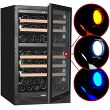 Load image into Gallery viewer, Pevino PNG88D-HHB - Dual Zone Wine Cooler - Built In Wine Fridge - 74 Bottles - Black glass front - 595mm Wide - chilledsolution
