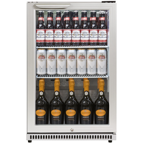 Husky - Single Door Bar Fridge - Freestanding or Build In - Silver - 72 Bottles - 555mm Wide -  C1H-865-SR-UK-HU - chilledsolution