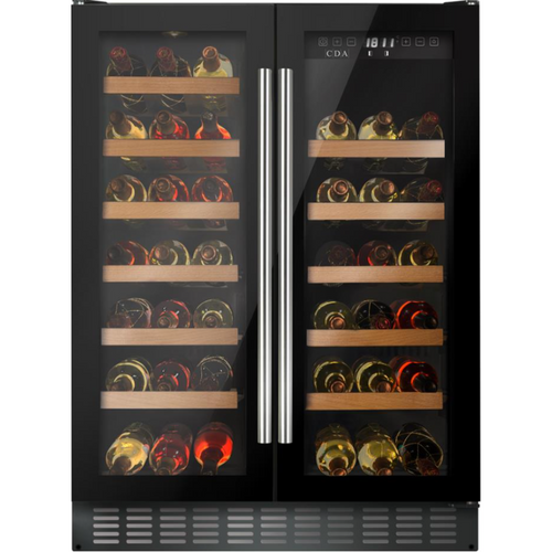 CDA 40 Bottle - Dual Zone - Freestanding Undercounter/Built-In Wine Cooler 595mm Wide - FWC624BL - Black