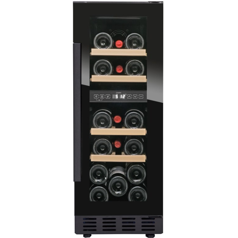 Products Cavin Arctic Collection 30D - Built In Wine Cooler - Dual Zone - 17 Bottles - 295mm Wide - Black Glass