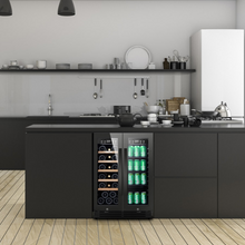 Load image into Gallery viewer, Cavin Scandinavian Collection 54 - Wine and Beer Cooler - Built In - 54 Bottles - Dual Zone - 595mm Wide - Black - SW-54B
