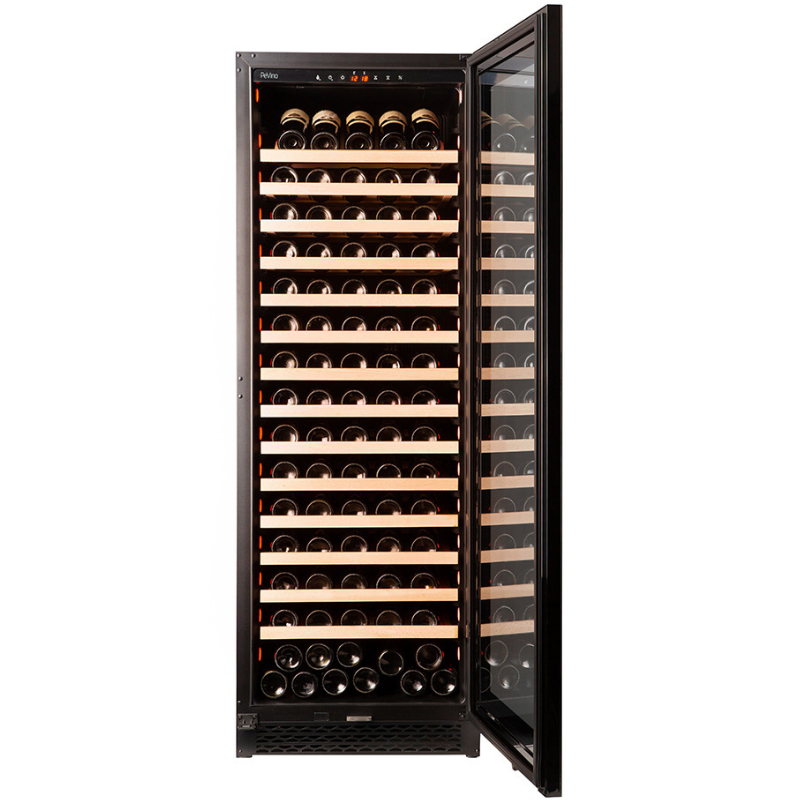 Pevino PNG180S-HHB Wine Fridge - 200 bottle - Single zone wine cooler - 595mm wide - Black - chilledsolution