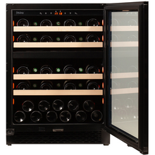 Load image into Gallery viewer, Pevino PNG46D-HHB Wine Fridge - 39 bottle - Built In - Dual Zone Wine cooler - 595mm Wide - Black glass front - chilledsolution
