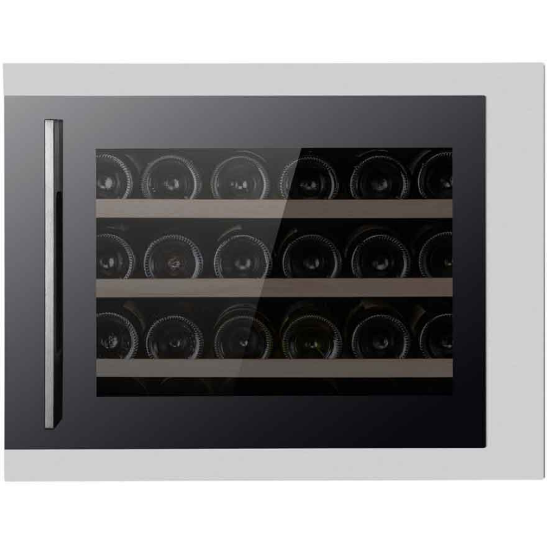 Pevino PI24S-S Wine Fridge - 24 bottles - Single zone Integrated wine cooler - 550mm Wide - Black Stainless Steel - chilledsolution