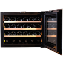 Load image into Gallery viewer, Pevino Pl24S-BP - Integrated Wine Cooler / Wine Fridge - Push Open 24 bottles - Single zone - Black Glass Front - 592mm Wide - chilledsolution
