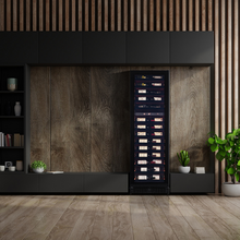 Load image into Gallery viewer, Pevino BI 96 Bottles - Built In / Freestanding Wine Cooler - Dual Zone Wine Cabinet - Black - 595mm Wide - PBI100D-HHB - chilledsolution
