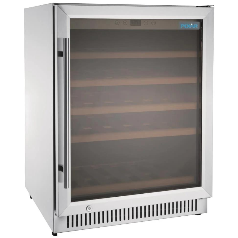 Products Polar G-Series - Undercounter Wine Fridge - Single Zone Wine Cooler - 51 Bottle - 595mm Wide - Stainless Steel - GG762