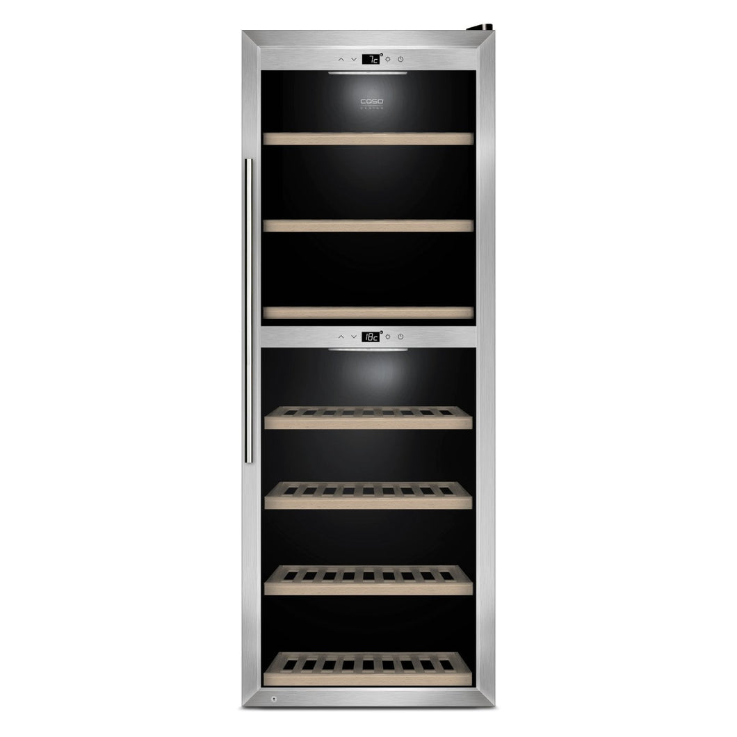 CASO WineComfort 126 - Freestanding Wine Cooler / Wine Fridge - Dual Zone - 126 Bottles - 595mm Wide - 665 - chilledsolution